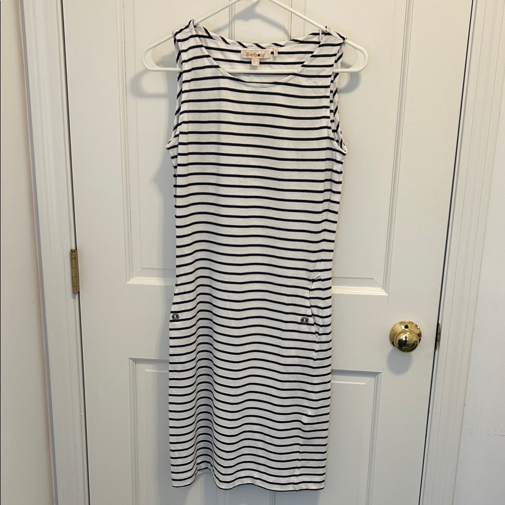 Barbour Striped Sleeveless Midi Dress